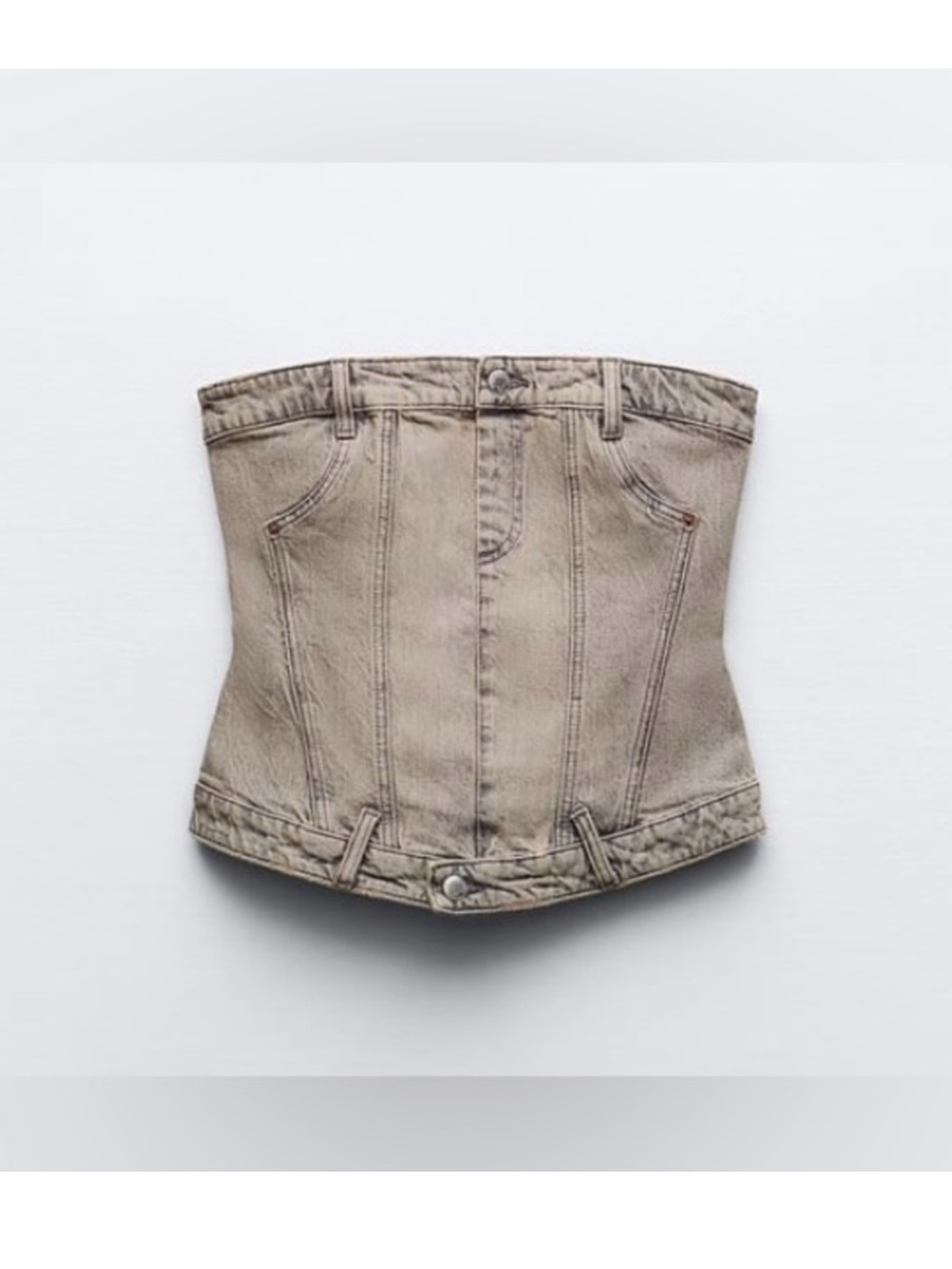 Zara Strapless Corset Denim Top
